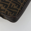 FENDI Zucca Canvas Hand Bag Black Brown Auth ka4970-11