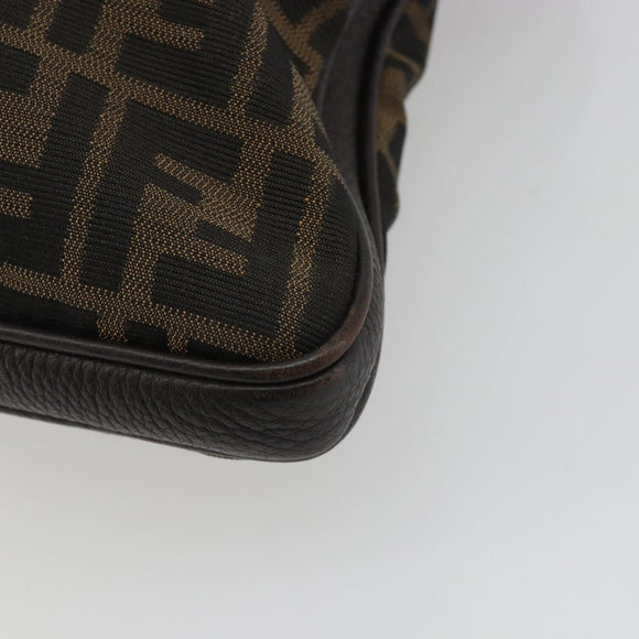 FENDI Zucca Canvas Hand Bag Black Brown Auth ka4970