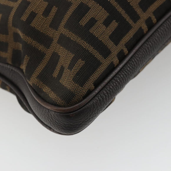 FENDI Zucca Canvas Hand Bag Black Brown Auth ka4970