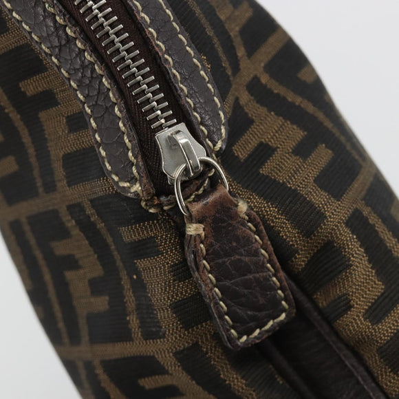 FENDI Zucca Canvas Hand Bag Black Brown Auth ka4970