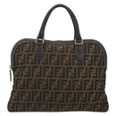 FENDI Zucca Canvas Hand Bag Black Brown Auth ka4970-2