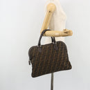FENDI Zucca Canvas Hand Bag Black Brown Auth ka4970-22