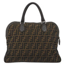 FENDI Zucca Canvas Hand Bag Black Brown Auth ka4970-3