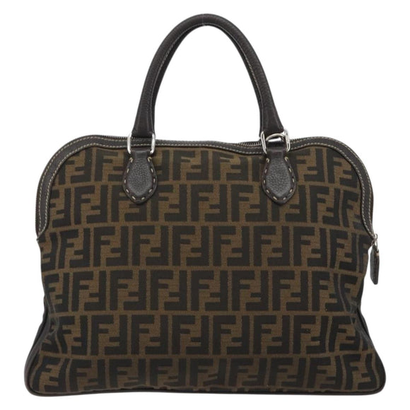 FENDI Zucca Canvas Hand Bag Black Brown Auth ka4970