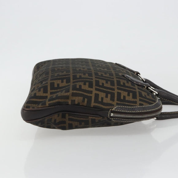 FENDI Zucca Canvas Hand Bag Black Brown Auth ka4970