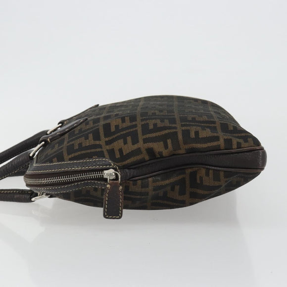 FENDI Zucca Canvas Hand Bag Black Brown Auth ka4970