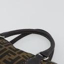 FENDI Zucca Canvas Hand Bag Black Brown Auth ka4970-8