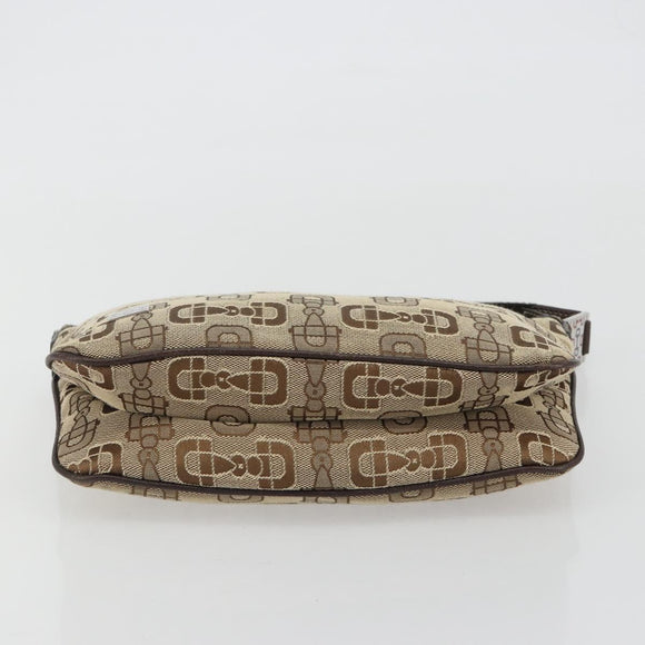 GUCCI Hand Bag Canvas Outlet Beige Silver Auth ka4973