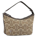 GUCCI Hand Bag Canvas Outlet Beige Silver Auth ka4973-1