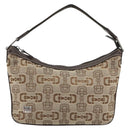 GUCCI Hand Bag Canvas Outlet Beige Silver Auth ka4973-2