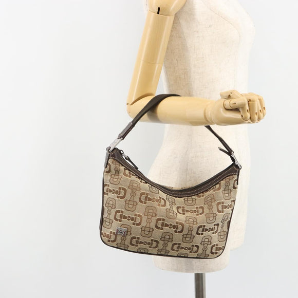 GUCCI Hand Bag Canvas Outlet Beige Silver Auth ka4973