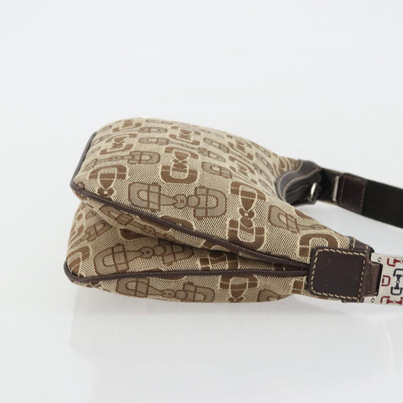 GUCCI Hand Bag Canvas Outlet Beige Silver Auth ka4973