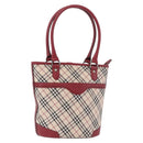 BURBERRY Nova Check Tote Bag Canvas Beige Silver Auth ka4974A-1