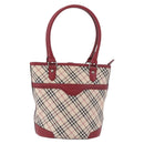 BURBERRY Nova Check Tote Bag Canvas Beige Silver Auth ka4974A-2
