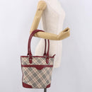 BURBERRY Nova Check Tote Bag Canvas Beige Silver Auth ka4974A-26