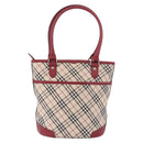 BURBERRY Nova Check Tote Bag Canvas Beige Silver Auth ka4974A-3