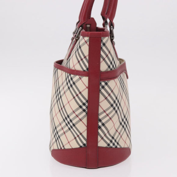 BURBERRY Nova Check Tote Bag Canvas Beige Silver Auth ka4974A