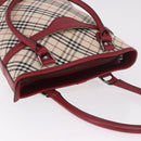 BURBERRY Nova Check Tote Bag Canvas Beige Silver Auth ka4974A-6