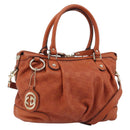 GUCCI GG Canvas Guccissima Hand Bag Leather 2way Orange Gold 247902 Auth ka4975A-1