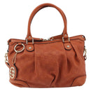 GUCCI GG Canvas Guccissima Hand Bag Leather 2way Orange Gold 247902 Auth ka4975A-2