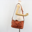 GUCCI GG Canvas Guccissima Hand Bag Leather 2way Orange Gold 247902 Auth ka4975A-25