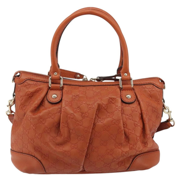 GUCCI GG Canvas Guccissima Hand Bag Leather 2way Orange Gold 247902 Auth ka4975A