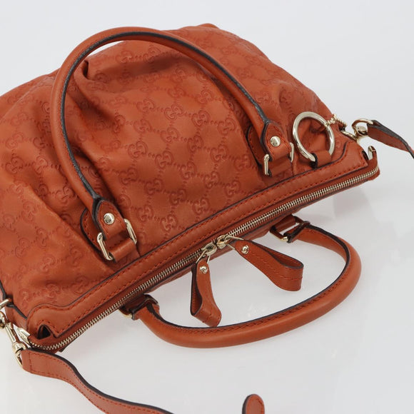GUCCI GG Canvas Guccissima Hand Bag Leather 2way Orange Gold 247902 Auth ka4975A