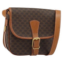 CELINE Macadam Canvas Shoulder Bag PVC Leather Brown Gold Auth ka4976-1