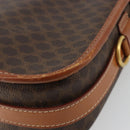 CELINE Macadam Canvas Shoulder Bag PVC Leather Brown Gold Auth ka4976-12