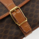 CELINE Macadam Canvas Shoulder Bag PVC Leather Brown Gold Auth ka4976-14