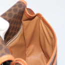 CELINE Macadam Canvas Shoulder Bag PVC Leather Brown Gold Auth ka4976-18