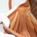 CELINE Macadam Canvas Shoulder Bag PVC Leather Brown Gold Auth ka4976-19