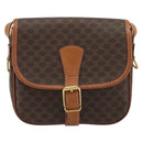 CELINE Macadam Canvas Shoulder Bag PVC Leather Brown Gold Auth ka4976-2