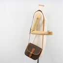 CELINE Macadam Canvas Shoulder Bag PVC Leather Brown Gold Auth ka4976-24