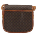 CELINE Macadam Canvas Shoulder Bag PVC Leather Brown Gold Auth ka4976-3