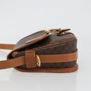 CELINE Macadam Canvas Shoulder Bag PVC Leather Brown Gold Auth ka4976-5