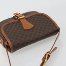 CELINE Macadam Canvas Shoulder Bag PVC Leather Brown Gold Auth ka4976-6