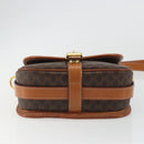 CELINE Macadam Canvas Shoulder Bag PVC Leather Brown Gold Auth ka4976-9