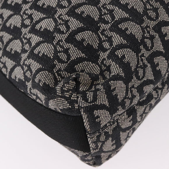 Christian Dior Trotter Canvas Shoulder Bag Navy Silver Auth ka4978