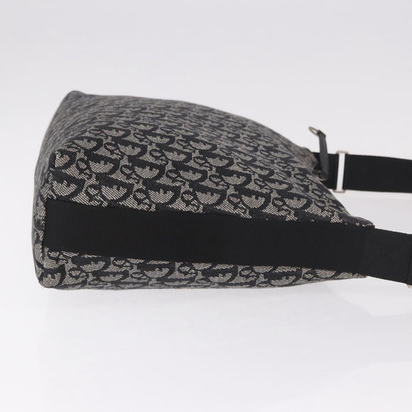 Christian Dior Trotter Canvas Shoulder Bag Navy Silver Auth ka4978