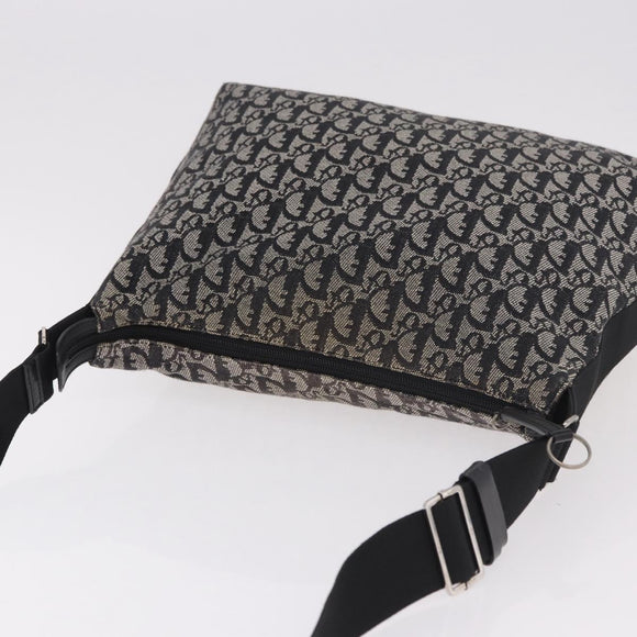 Christian Dior Trotter Canvas Shoulder Bag Navy Silver Auth ka4978