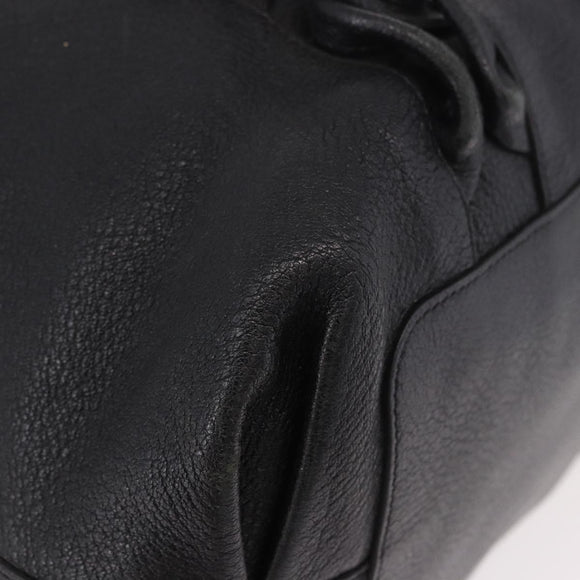 Salvatore Ferragamo Hand Bag Leather Black Silver Auth ka4979