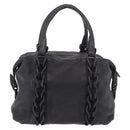 Salvatore Ferragamo Hand Bag Leather Black Silver Auth ka4979-3