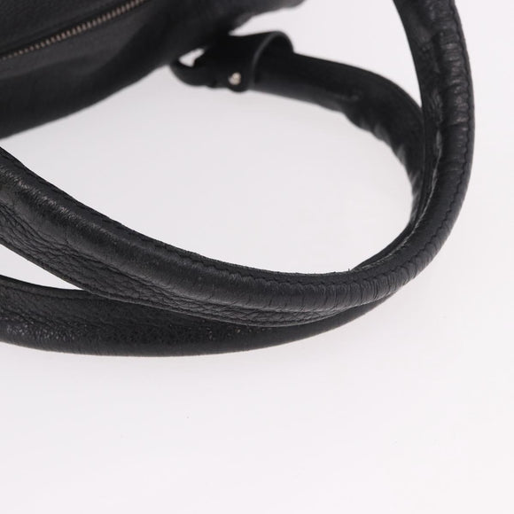 Salvatore Ferragamo Hand Bag Leather Black Silver Auth ka4979