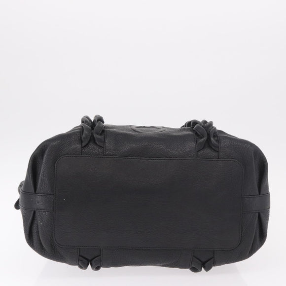 Salvatore Ferragamo Hand Bag Leather Black Silver Auth ka4979