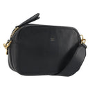 FENDI Shoulder Bag Leather Navy Gold Auth ka4981-1