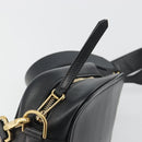 FENDI Shoulder Bag Leather Navy Gold Auth ka4981-9