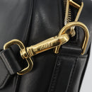 FENDI Shoulder Bag Leather Navy Gold Auth ka4981-10