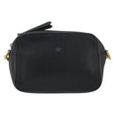 FENDI Shoulder Bag Leather Navy Gold Auth ka4981-13