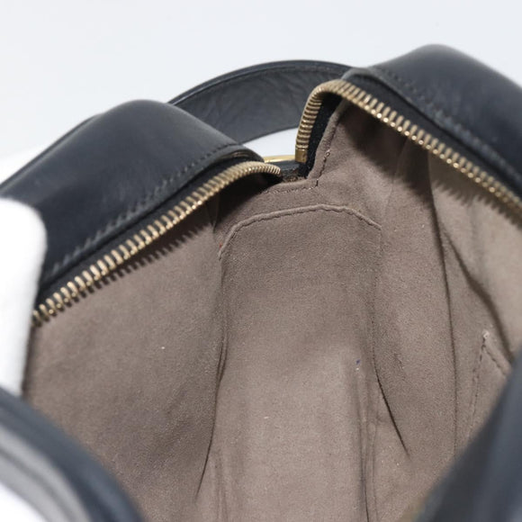 FENDI Shoulder Bag Leather Navy Gold Auth ka4981